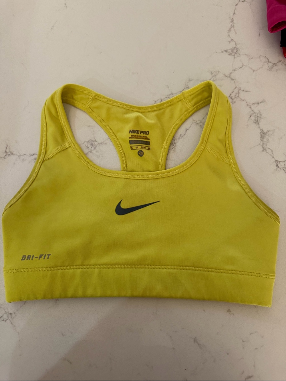 Nike Yellow Dri-FIT Racerback Sports Bra